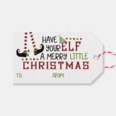 Fun Elf Legs Merry Little kerst to from Cadeaulabel (Voorkant (Horizontaal))