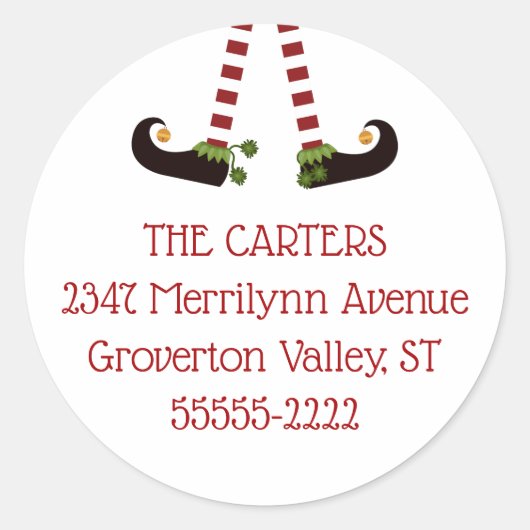 Fun Elf Legs Retouradres Ronde Sticker (Voorkant)