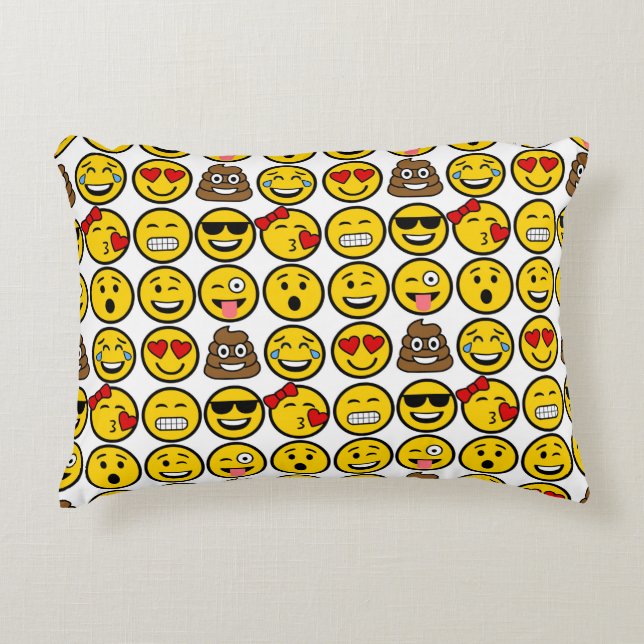 Fun Emoji Pattern Emotion Facets Accent Kussen (Voorkant)