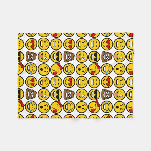 Fun Emoji Pattern Emotion Facets Fleece Deken (Voorkant (Horizontaal))