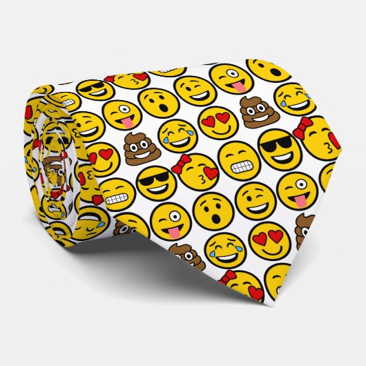 Fun Emoji Pattern Emotion Facets Stropdas (Opgerold)