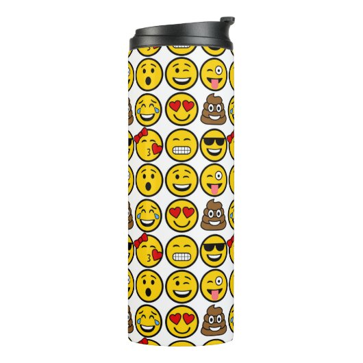 Fun Emoji Pattern Emotion Facets Thermosbeker (Gedraaid links)