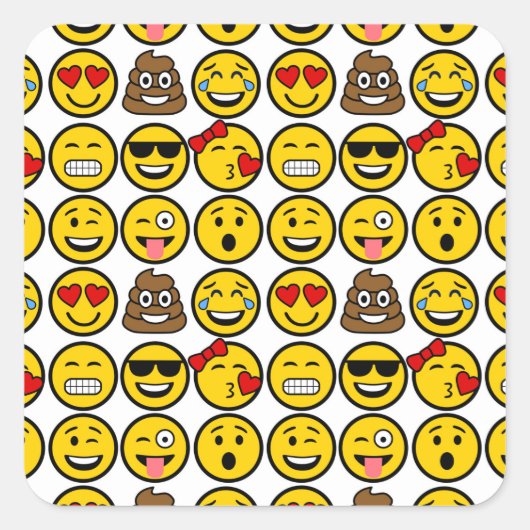 Fun Emoji Pattern Emotion Facets Vierkante Sticker (Voorkant)
