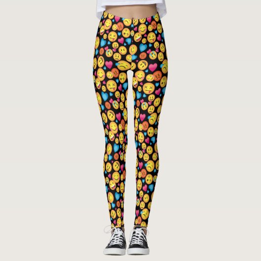 Fun Emoji Print Leggings (Voorkant)