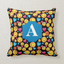 Fun Emoji Print Pillow met Monogram