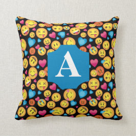 Fun Emoji Print Pillow met Monogram Kussen