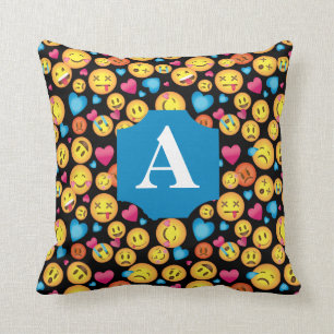 Fun Emoji Print Pillow met Monogram Kussen