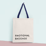 Fun EMOTIONAL BAGAGE minimalist Modern Typografie Tote Bag<br><div class="desc">De "emotionele bagage"-canvas tas is voorzien van een minimalistisch, modern design dat een speelse, grappige typografische uitspraak bevat. Het citaat "emotionele bagage" is gedrukt in vette, contrasterende letters op de voorkant van de tas en de eenvoudige, schone lijnen van de letters geven het een moderne, geavanceerde rand. Het is gemakkelijk...</div>