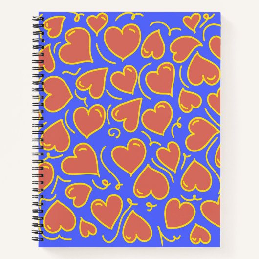 Fun en Bold Hearts Patroon Notitieboek (Voorkant)