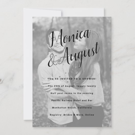 Fun en Casual Names Photo Couples Wedding Shower Kaart (Voorkant)