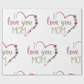 Fun en charmante ik hou van je moeder cadeaupapier (Vlak)