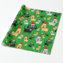 Fun en Cute Puppy Dogs in Santa Hats Cadeaupapier