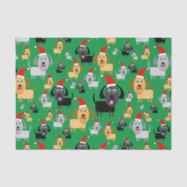 Fun en Cute Puppy Dogs in Santa Hats Tissuepapier