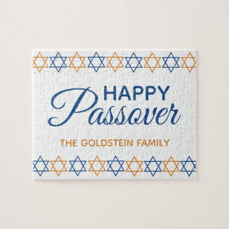 Fun en Elegant Blue en Gold Happy Passover Legpuzzel
