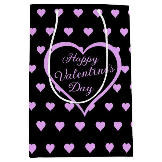 Fun en felroze harten Valentijns Medium Cadeauzakje (Voorkant)