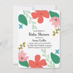 Fun en Funky Floral Baby shower Invitation Kaart