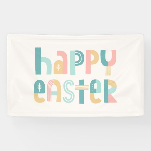 Fun en Funky Typography Easter Design Spandoek (Horizontaal)