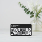 Fun en games - Wit op zwart met zwart Visitekaartje (Staand voorkant)