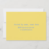 Fun en happy blue en yellow baby shower kaart (Achterkant)