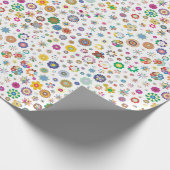 Fun en kleurrijke bloemen en sterren cadeaupapier (Hoek)