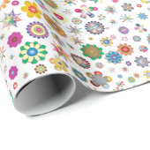 Fun en kleurrijke bloemen en sterren cadeaupapier (Rol Hoek)