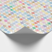 Fun en kleurrijke geometrische wervelingen op wit cadeaupapier (Hoek)