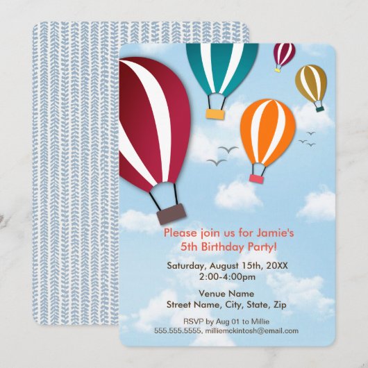 Fun- en koelluchtballonnen | Geboortedag Kaart (Voorkant / Achterkant)