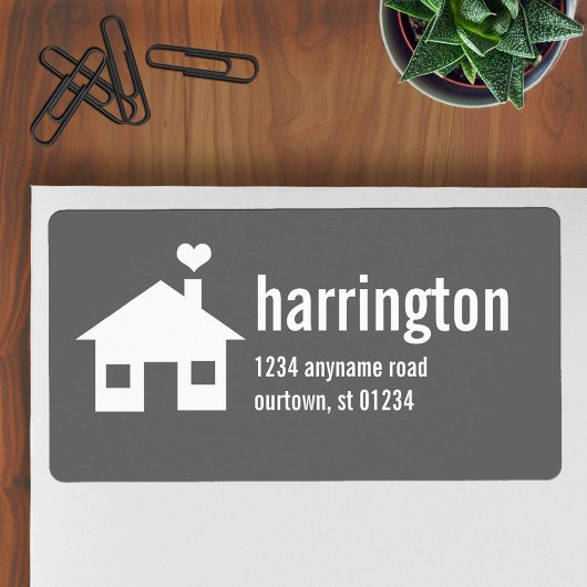 Fun en Modern Charcoal Grey Address Label