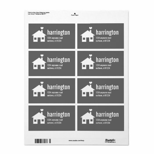 Fun en Modern Charcoal Grey Address Label (Full Sheet)