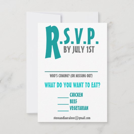 Fun en Modern Weddenschaps Reply Card - Elke kleur RSVP Kaartje (Voorkant)