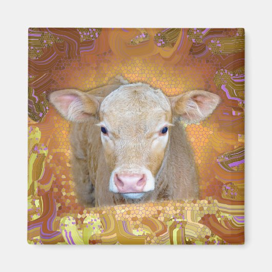 Fun en schattig klein kalf met grote ogen magneet (Voorkant)