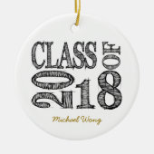 Fun en Simple Pen Sketch Class of 2018 Afstuderen Keramisch Ornament (Voorkant)