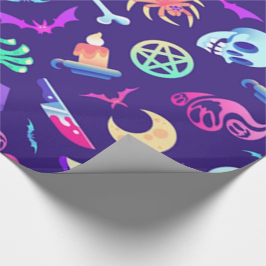 Fun en Spooky Halloween Pattern Cadeaupapier (Hoek)