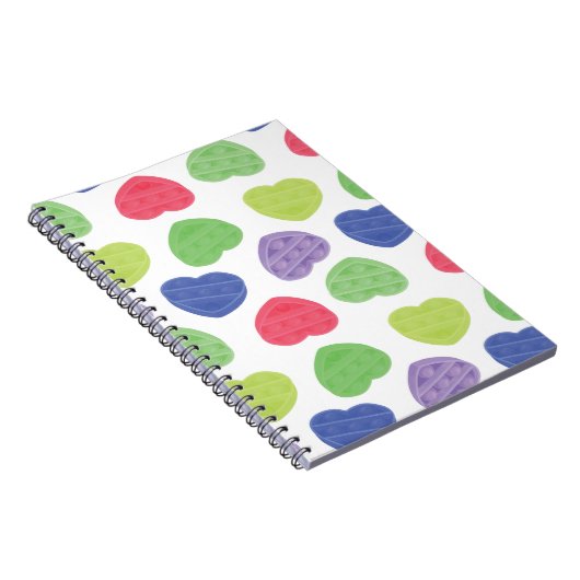 Fun en Trendy Poppit Pop-it harten design Notitieboek (Rechterzijde)