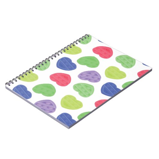 Fun en Trendy Poppit Pop-it harten design Notitieboek (Linkerzijde)