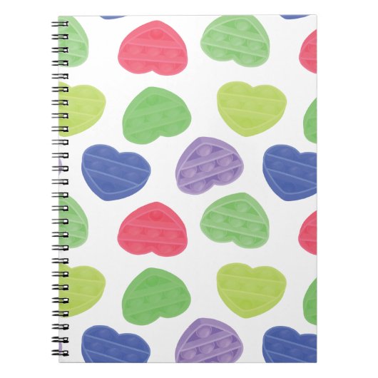 Fun en Trendy Poppit Pop-it harten design Notitieboek (Voorkant)