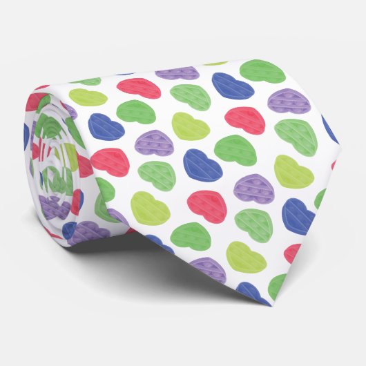 Fun en Trendy Poppit Pop-it harten design Stropdas (Opgerold)