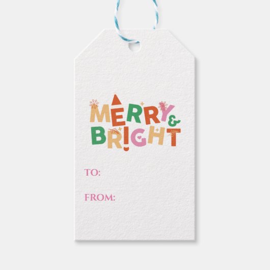 Fun en Whimsical Merry en Bright Holiday Labels Cadeaulabel (Voorkant)