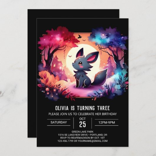 Fun Enchanted Wolf Verjaardag Kaart (Voorkant / Achterkant)