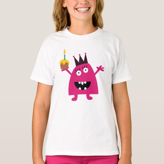 Fun enge monster met een pet meisje t-shirt (Voorkant)