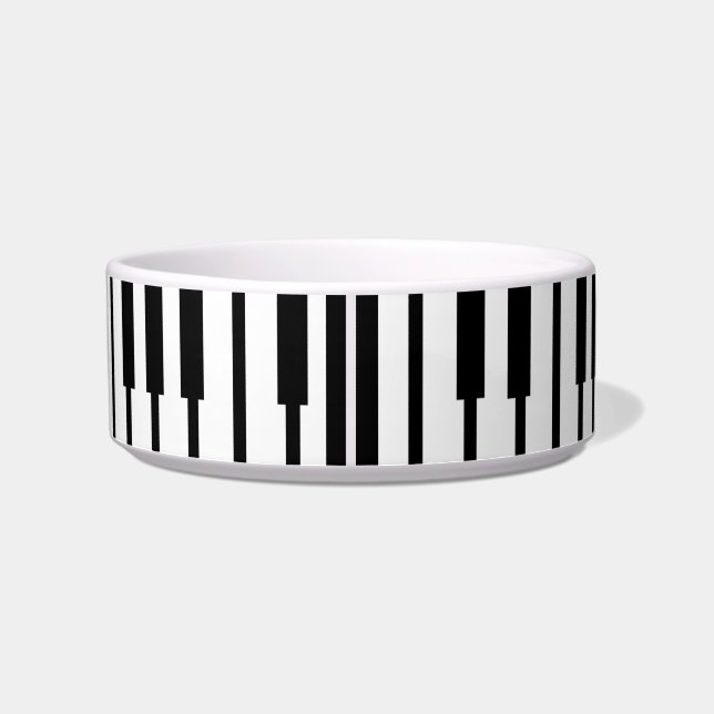 Fun Epic Black White Piano Keys Music Design Voerbakje (Achterkant)