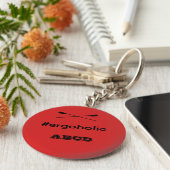 Fun ergoholic slogan personalized initials sleutelhanger (Zijkant)