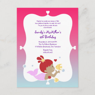 Fun Ethnic Mermaid Birthday Party Invitation Kaart