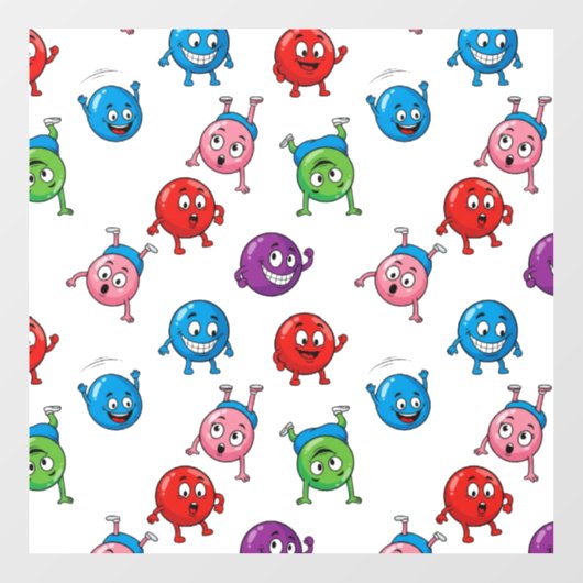 Fun_&_Expressive_Circle_Characters_Seamless_Patter Raamsticker (Vel)