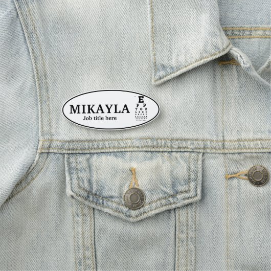 Fun Eyechart Optician Name Tag (In situ)