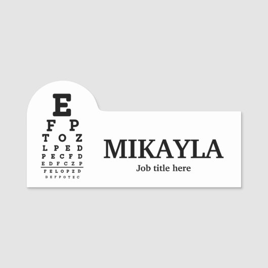Fun Eyechart Optician Name Tag (Voorkant)