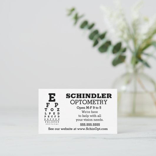 Fun Eyechart Optician Visitekaartje (Staand voorkant)