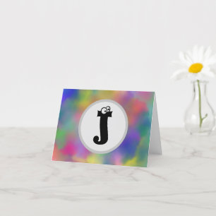 Fun Eyes Monogram Note Kaart met kleurrijk motief