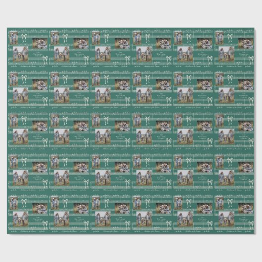 Fun Fa La La Bow  Bladmuziek Fotocollage Cadeaupapier (Vlak)