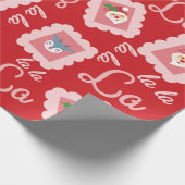 Fun Fa La La Kerstcarol Script Santa Claus Cadeaupapier (Hoek)